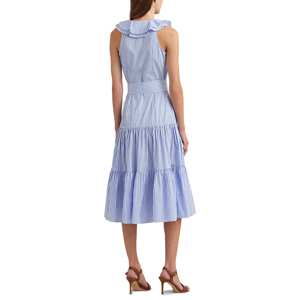 Lauren Ralph Lauren Striped Cotton Broadcloth Surplice Dress